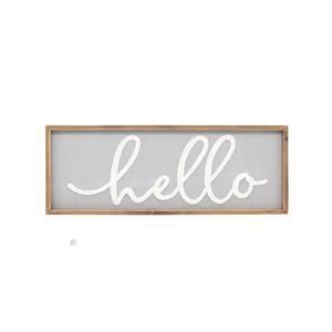 NEW PARIS LOFT hello wood framed wall hanging sign in grey